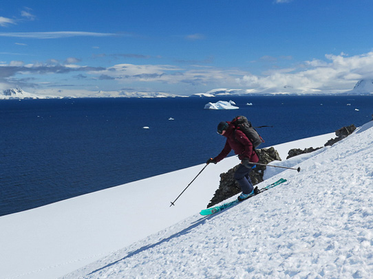 Guest ski touring in Antarctica.