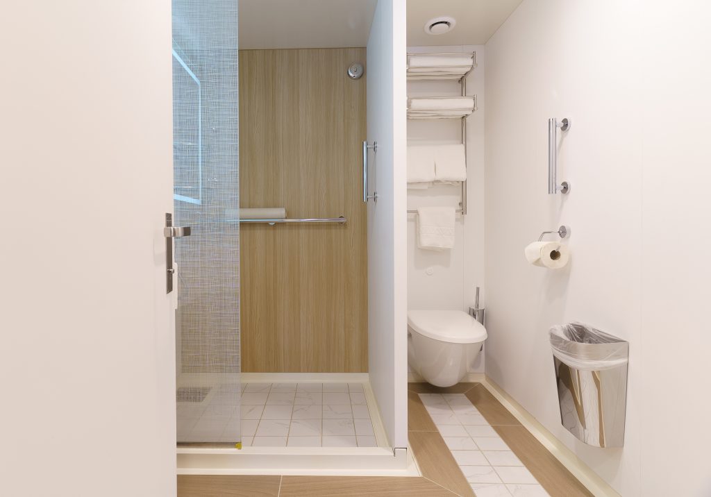 walk in shore and toilet in bathroom on Ocean Explorer