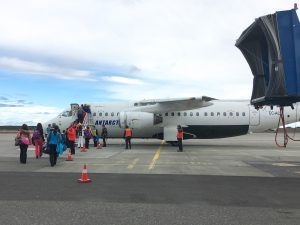 Boarding an Antarctica flight in Punta Arenas, Chile. 