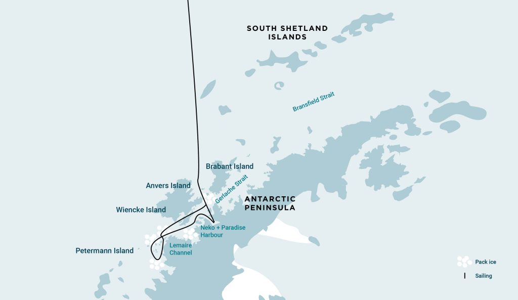Map of Antarctic Peninsula.